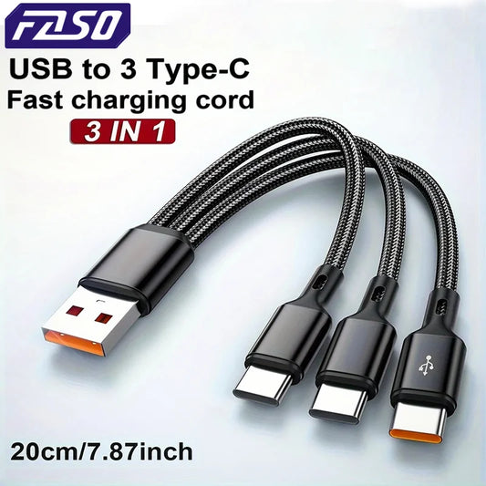 Câble 3-en-1 USB-A vers Triple Type-C