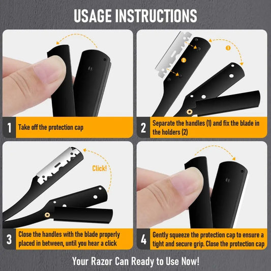 Rasoir Manuel de Barbier en Acier Inoxydable